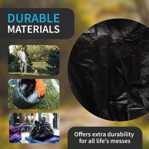 20 Rolls Black Trash Bag, Heavy Duty Bag for Kitchen and Bathroom, Unscented, Commercial Coreless Rolls 