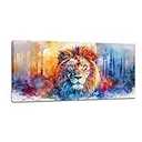Zen Stone Wall Art for Living Room Large Size Meditation  Lion 29.5x56"