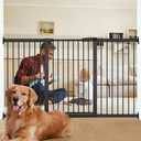 Extra Wide Dog Gate for Doorways Hallways 71.2"-76.7", 30 in Tall Baby Gates with Door No Drill, Auto Close Child Safety Gate for Pet Kid Doggie Cat Proof, Large Long Dog Barrier Indoor House, Black