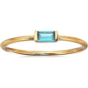 Amazon Essentials 18K Yellow Gold Plated Sterling Silver Cubic Zirconia Fashion Stackable Ring (9, Blue Topaz, December)