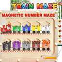 Panda Brothers Magnetic Color and Number Maze with Long Pen Handle, Color Learning Busy Board for Kids, Wooden Montessori, Fine Motor Skills and Educational Toys, Magnetic Maze Toys for Toddlers 1-3