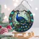 Peacock Stained Glass Orament - Christmas Ornament - Christmas Decorations for Tree - Holiday Present ldeas - Gift Exchange