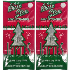 Brite Star 2000 Strands 18 inch Icicles, Silver (Set of 2)