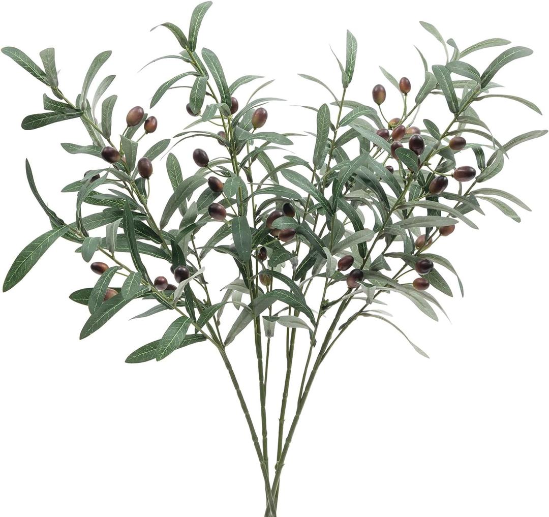 SHACOS 4 PCS 28 inch Artificial Olive Branches for Vases Greenery Olive Stems Faux Tree Branch Twig for Home Wedding Shop Office Garden Decor DIY Floral Crafts