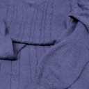 VAFOLY Womens V Neck Long Sleeve Cable Knit Fall Dresses Elegant Babydoll Sweater Dress (X-Large, Dark Blue)