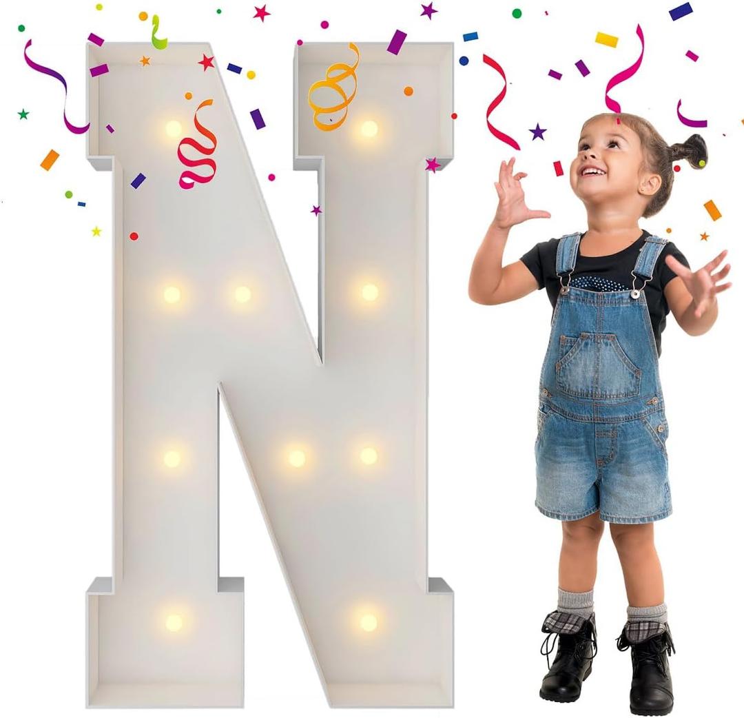 3FT Marquee Light Up Letters - Large Mosaic Balloon Frame Letters for Engagement Wedding Decorations, Backdrop Decor & Party Kit