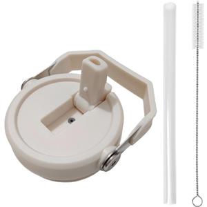 Replacement Tumbler Lid for Stanley IceFlow 20 oz 30 oz Flip Straw Lid with Reusable Straw,Cleaning Brush (Beige, 20oz & 30oz)