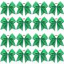16PCS 8" Large Glitter Cheer Bows for Cheerleaders, CN Sparkly Hair Bows with Elastic Hair Ties Accessories for Teens Girls Women Cheerleading Softball Competition Sports (Green)