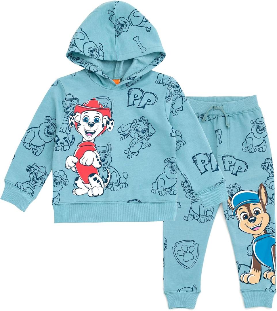 Nickelodeon Paw Patrol Fleece Pullover Hoodie and Pants Outfit Set Toddler to Big Kid Sizes (2T - 10-12) (Blue)