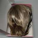 Rosa Star Short Wig Ombre Brown Mixed Blonde Hair Wigs Natural Curly with Bangs Synthetic Hair Fibers Heat Resistant Full Wig for Women