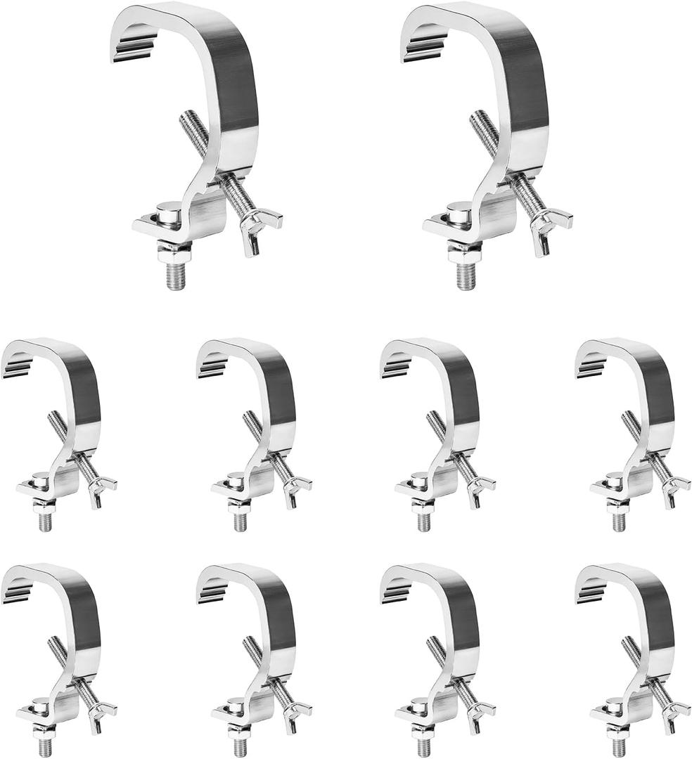 10 Pack STMIDVG Stage Light Clamp Hook,Aluminum Alloy Truss C-Clamp,Load Capacity 55LB Truss Clamp for DJ Lighting Par lights Sport Lights,Fit for 30-50mm OD tube/Pipe