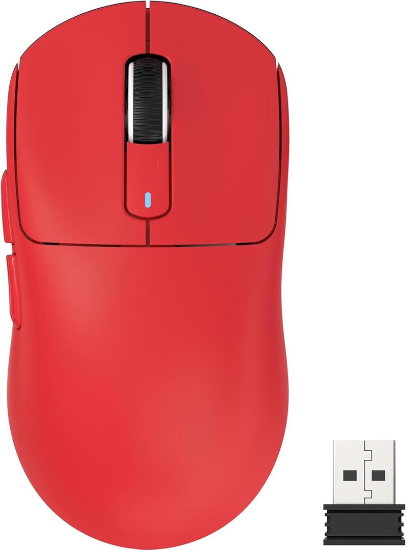 ATTACK SHARK X3 Lightweight Wireless Gaming Mouse with Tri-Mode 2.4G/USB-C Wired/Bluetooth,26K DPI, PAW3395 Optical Sensor,Kailh GM8.0 Switch,5 programmable Buttons for PC/Win/Mac(Red)