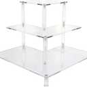 Gonice 3 Tier Acrylic Display Riser, Display Stand for Amiibo Funko POP Figures, Corner Shelf for Living Room, Bathroom, Home