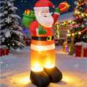 8FT Outdoor Christmas Inflatables Santa Claus Carry Green Bag Yard Decorations for Outside Blow Up Decor Inflatable Lawn Decoration