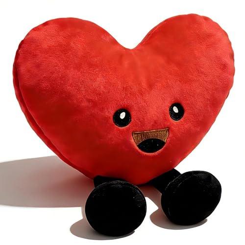 SHINUOER Valentine's Day Heart Pillow,Cute Red Heart Pillow Plush,Fluffy Decorative Heart Throw Pillow,Valentines Day Gifts for Her,Heart Plush for Girl Friends Birthday Mother's Day(15 Inches)
