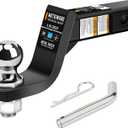 METOWARE 4" Drop Trailer Hitch Ball Mount for 2" Receiver, 7,500 lbs GTW Heavy Duty Towing Kit with 2" Ball and Hitch Pin, Solid Steel Tow Hitch for Truck, SUV, Boat, RV, Black Powder Coat