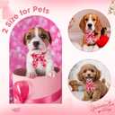 Valentine's Day Dog Collar with Bow Red and Pink Heart Printed Adjustable for Large Dogs, Durable Metal Buckle