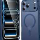 FNTCASE for iPhone 17 Pro-Max Case: Matte Magnetic Phone Cases with Screen Protector Compatible with Magsafe Slim Anti Yellowing Rugged Shockproof Protective Translucent Cell Phone Cover (C-Blue)
