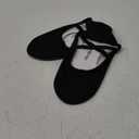 OLORA Adult Ballet Shoes Women Girls Adjustable Leather Split Sole Canvas Yoga Ballerina Dance Flats Style Slippers for Dancing Black 8.5