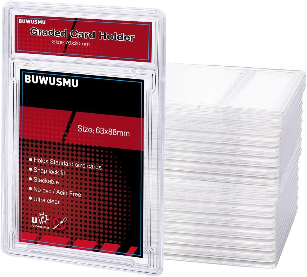 50 pcs 35 PT Acrylic Graded Card Holders, Card Protectors with Label Position for Trading Cards(2.5 x 3.54 Inch), Slab Baseball Fit for MTG TCG and Sport Cards Storage and Display