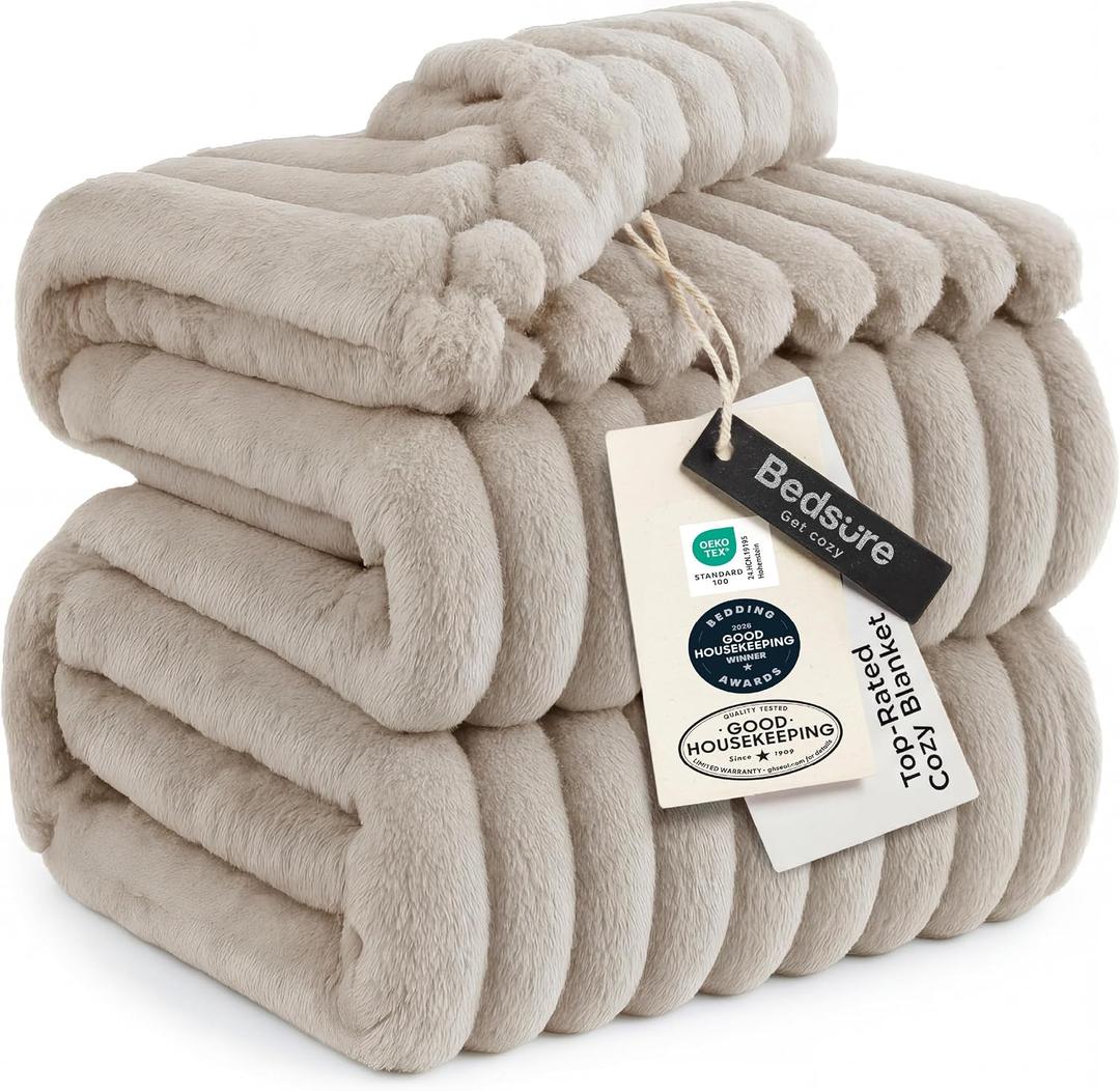 Bedsure GentleSoft Light Brown Fleece Blanket for Couch - Cozy Soft Blankets for Women, Cute Small Throws for Girls, 108x90 Inches, King