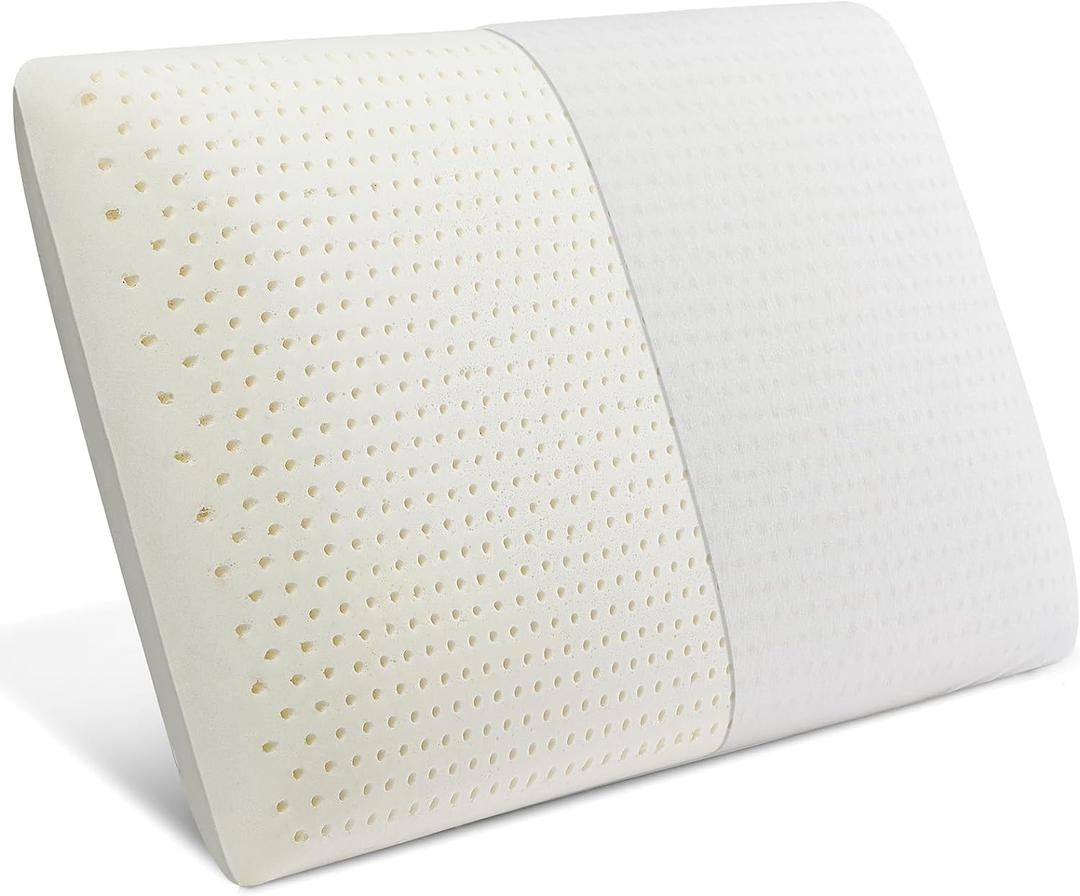 JOTOM Latex Pillow, 100% Talalay Natural Latex Foam Pillow, Soft Sleeping Bed Pillows with Cotton Cover, Queen Size, Perfect for Side/Back Pain, Stomach, Neck, Stress Relief
