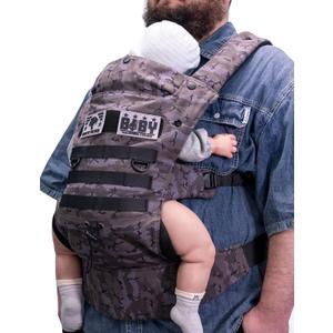 Ergonomic Lumbar Support Baby Carrier for Infants to Toddlers (8-33 lbs), Cozy and Lightweight Military Baby Carrier for Plus Size Parents-Black Camo