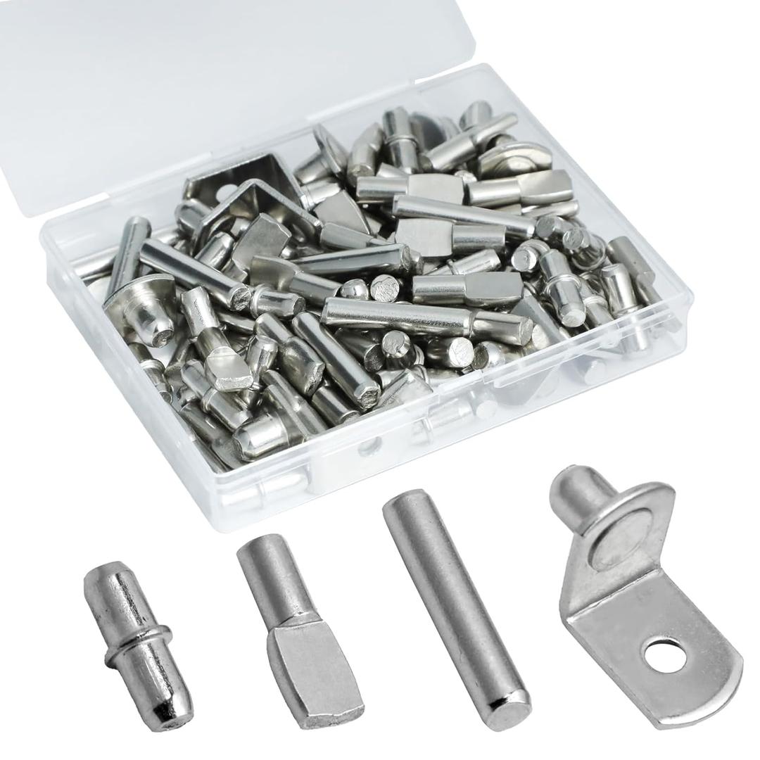 104Pcs Shelf Support Pegs Kit,Pins Kitchen Cabinet Shelf Holders Pegs Set,Bookshelf Pegs for Shelves,Bookshelf Pegs Shelf Supports Pins(4 Styles)