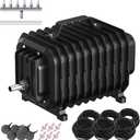 Pond Aerators for Outdoor Ponds, Air Pump for Pond up to 3500 Gallons, Complete Koi Fish Pond Aeration Kit, Oxygenation Bubbler Pump with Air Stones Airline Tubing Check Valves Black 6"L x 3.7"W x 4.3"H