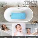 Silicone Bathtub Mat Non Slip, 35x16 Inch, Acupressure mat Square Machine Washable Bathmats for Bathtub with Drain Holes and Suction Cup, Easy to Clean, for Bath Tub, Kitchen and ShowerBlue