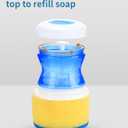 Dish Scrubber with Soap Dispenser for Dish Pot Pan Kitchen Sink Cleaning, Plam Brush with Sponge Head 2pcs