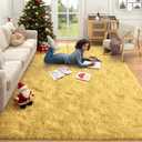 FinRèc Soft Yellow Rugs for Bedroom Living Room, 4x6 Feet Fluffy Shaggy Area Rug, Non-Slip Fuzzy Furry Shag Rug for Nursery Kids Room Dorm Room Home Decor, Indoor Plush Floor Carpet