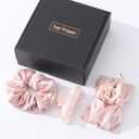 HAIMEIKANG 3 PCs Hair Bow and Acrylic Hair Claw Clips with Hair Scrunchies for Women and Girls, Strong Hold Non-slip Jaw Clips for Thick Thin Hair (Pink)