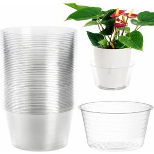 Tebery 50 Pack Clear Plastic Plant Saucer Drip Tray for Pots, 6 Inch Deep Flower Pot Saucers Water Catcher Tray Watering Trays for Plants Indoors and Outdoor