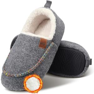 Felt Mens Bootie Slippers Faux Wool House Shoes Warm Cozy Memory Foam with Polar Fleece Lining Slip on Slippers for Men Bedroom Slipper, Size 10