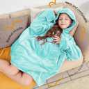 Aemicion Wearable Blanket Hoodie for Kids Super Soft Warm Oversized Hooded Blanket Sweatshirt Hoodie Blanket for Boys Girls Teal, Size: Kids