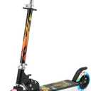 Scooter for Kids Ages 3+, Teens, Foldable Kick Scooter with Light up Wheels, Kickstand, 3 Adjustable Levels, Rear Brake, Lightweight Boys Girls Outdoor Toys for Kids 8-12, Black