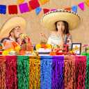 Mega-L Fiesta Party Decorations, 2 Pack Cinco de Mayo Decorations Taco Party Decorations Wavy Metallic Tinsel Foil Fringe Table Skirts, Mexican Themed Photo Booth Props Birthday Loteria Table Decor