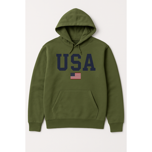 USA Hoodie Women Men Casual Graphic Patriotic American Flag Pullover Hoodie, XL