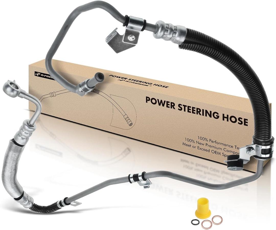 A-Premium Power Steering Pressure Hose Line Assembly Compatible with Lexus RX330 2004-2006 & Toyota Highlander 2004-2007, 3.3L Gas, with O-ring & Washer, Pump to Gear/Rack
