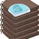 Chair Cushions for Dining Chairs, Non-Slip Chair Pads with Ties and Washable Covers, Memory Foam Kitchen Chair Cushions Set of 6, 16"X16"X2.5", Brown