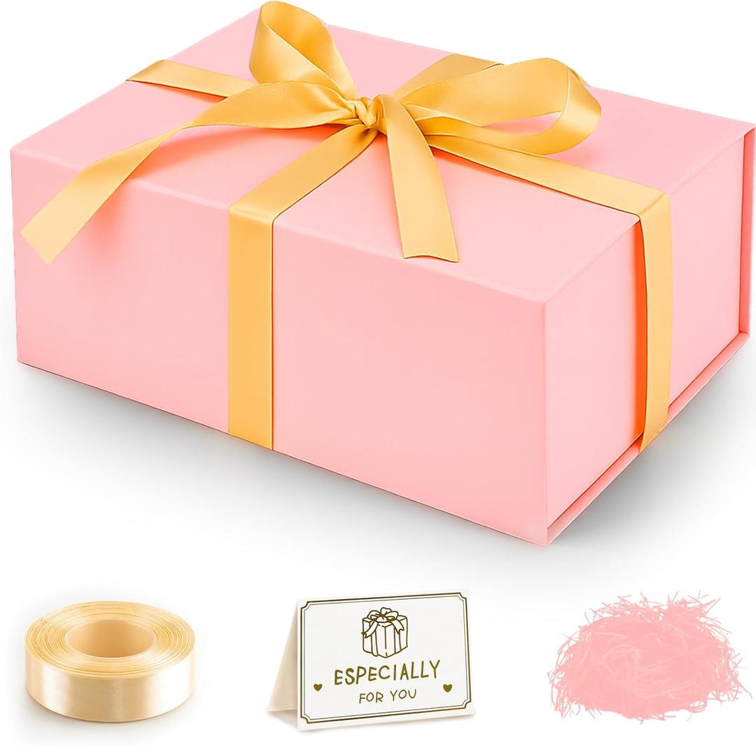 Gift Box, 13.8x9.5x4" Gift Boxes with Closure Lids for Presents Groomsman Proposal Box, Large Magnetic Gift Box for Wrapping Gifts, Christmas, Birthday Proposal Gift, Contains Card, Ribbon, FillerXL