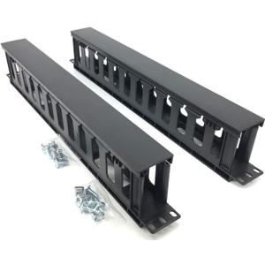 2 Pack 1U 12 Slot Horizontal Rack Mount Cable Management Organizer Plastic 19" Rack Mount with M6 Screws and Cage Nuts (PCMB12S2PC)