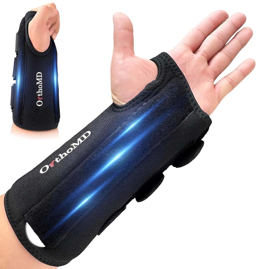 Carpal Tunnel Wrist Brace  Orthopedic Hand Surgeon Designed, Doctor Developed Wrist Splint  Medical Grade Support for Tendonitis, Arthritis & Wrist Pain  Comfortable Rigid Night Support for Sleeping & Daytime Use  OrthoMD (Left Wrist, Small) (Black)
