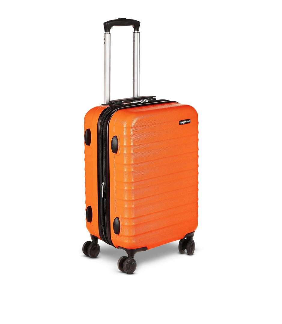 Amazon Basics 21" Hardside Carry-On Luggage, Hardshell Suitcase With Wheels, Expandable For Up to 25% More Space, With Scratch-Resistant Surface, Four Multi-directional Wheels, Orange