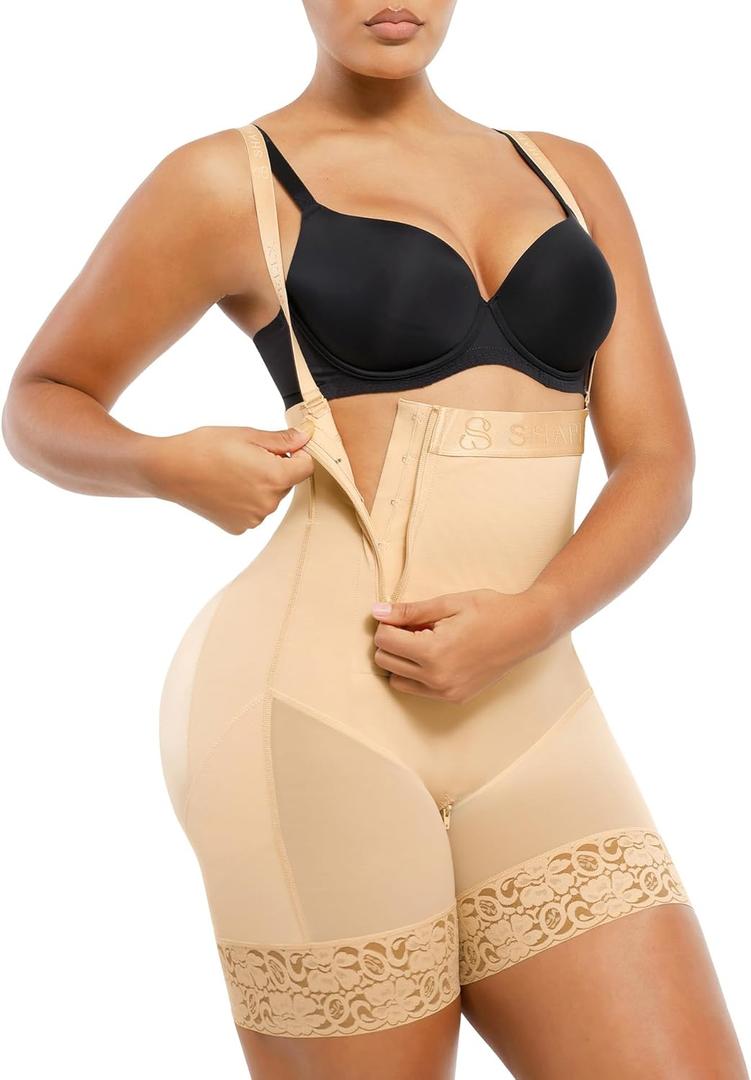 SHAPELLX Shapewear Tummy Control Fajas Colombianas Body Shaper for Women Butt Lift Bodysuit (Medium, A4-dark Beige)