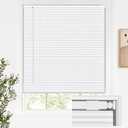 LazBlinds No Tools No Drill Cordless Aluminum Mini Blinds, 100% Privacy S-Curve Blinds for Windows, Room Darkening Horizontal Window Blinds and Shades for Home, 25" W x 64" H, White