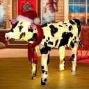 25.6'' Lighted Christmas Farm Animal Outdoor Decorations, 3D Light up Cow Christmas with 130 LED Lights, Metal Prelit Animal Yard Display for Xmas Farmhouse Garden Lawn Decor