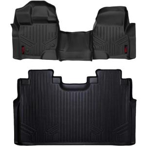 Rough Country All Weather Floor Mats Set for Ford F-150 SuperCrew-Cab (2015-2024) - Custom Fit Rubber F150 Floor Mats, Durable Rubber Truck Mats, Waterproof Truck Floor Mats