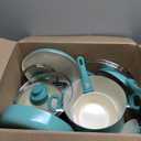 GreenLife Soft Grip 16 Piece Cookware Set, Non-Toxic PFAS-Free Ceramic Nonstick, Pots, Frying, Sauce, Saute, Glass Lids, Stay-Cool Handles, Wobble Free Bases, Dishwasher & Oven Safe, Turquoise